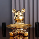 GobekUsa Bear Ornaments Key Trays Cosmetic Boxes Cartoon Figurines Desktop Decorations