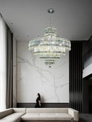 GobekUsa Large Crystal Chandelier Chrome Hanging Lamp for Dining Room Decor