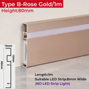 GobekUsa LED Skirting Aluminum Profiles: Brushed Gold/Black, Conner Baseboard, Diffuser, Stair, Floor, Wall Decor