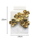 GobekUsa Golden Flower Relief Ceramic Storage Jar for Desk Decoration and Jewelry Box