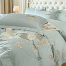 GobekUsa Blue Butterfly Flower 600TC Egyptian Cotton Duvet Cover Set