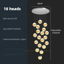 GobekUsa Glass Ball Spiral Chandelier for Modern Staircase & Dining Table LED Ceiling Light