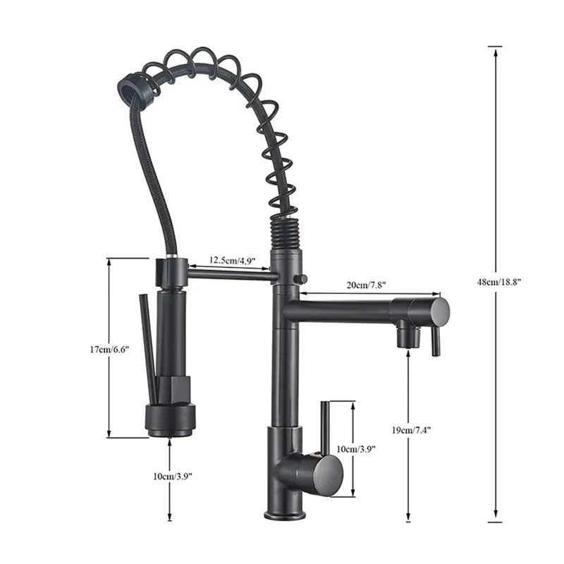 GobekUsa LED Brushed Kitchen Faucet with Pull-Down Spring, Single Handle Swivel Spout, photo 2 of 13