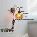 GobekUsa LED Tiffany Style Wall Lights Pull Chain Sconce Colorful Glass Stair Fixture