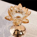 GobekUsa Lotus Glass Flower Crystal Candle Holder Home Decor Accessory