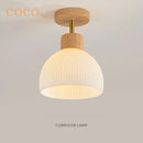 GobekUsa Coco Wood Glass LED Ceiling Chandelier for Aisle Corridor Balcony - Nordic Design