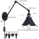 GobekUsa Gold Long Arm LED Wall Sconce with Pull Chain Switch