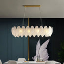GobekUsa Gold Feather Chandelier LED Pendant Light for Home Decor