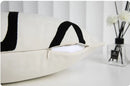 GobekUsa Geometric Line Embroidered Pillowcase in Black White Beige Suede Canvas