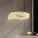 GobekUsa Golden Crystal Chandelier Luxury Round Pendant Lamparas Art Decor Fixture