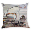 GobekUsa Creative Cat Linen Pillow Case 45x45cm - Sofa Cushion Cover