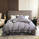 GobekUsa Eucalyptus Lyocell Luxury Bedding Set in White Champagne Grey Pink