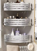GobekUsa Corner Shelf with Towel Bar Hook, Aluminum Organizer for Bathroom and Kitchen