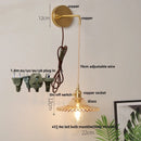 GobekUsa Glass Wall Lamp with Pull Chain Switch and Adjustable LED Light