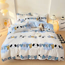 GobekUsa Letter Happy Little Dog Print Bedding Set for Single Double Bed, 3/4Pcs