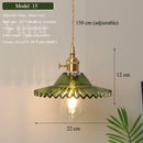 Nordic Green Glass Pendant Light With Brass Accents