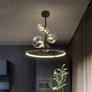 GobekUsa Glass Ball LED Chandelier: Modern Long Pendant Lighting for Living Room and Shop