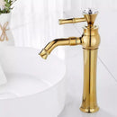 GobekUsa Gold Brass Bathroom Faucet Single Handle Deck Mounted Basin Mixer Tap