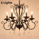 GobekUsa Black White Metal Chandelier with Crystal Pendants for Elegant Home Lighting