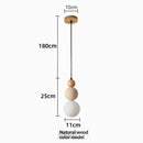 Travertine Stone and Wood Bauhaus Pendant Light