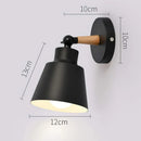 GobekUsa Black Wooden Wall Light Modern E27 LED Sconce Living Room Decor