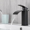 GobekUsa Black Brass Waterfall Bathroom Sink Faucet Cold Hot Mixer Single Handle Deck