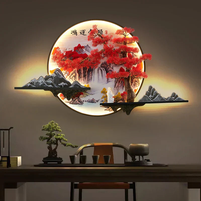 GobekUsa LED Landscape Pine Picture Wall Light for Home Decor, photo 4 of 14