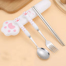 GobekUsa Kawaii Cat Claw Cutlery Set for Kids - Portable Outdoor Tableware Kit