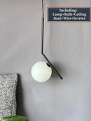 GobekUsa Glass Ball Pendant Light Fixture Modern Hanging Lamp for Bedroom Dining Room