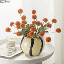 GobekUsa Black Stripes Glass Vase Desk Decoration Artificial Flowers Pots Aesthetic Room Decor