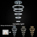 GobekUsa Crystal Chrome LED Pendant Light Rings Chandelier for Living Room Bedroom