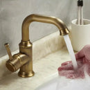 GobekUsa Antique Brass Basin Faucet Hot Cold Single Lever Bathroom Sink Tap