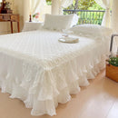 GobekUsa Lace Ruffles Quilted Cooling Bed Skirt Set