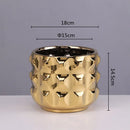 GobekUsa Gold Ceramic Flower Pot Geometry Vase for Succulents and Floral Arrangements