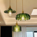 GobekUsa Green Glass LED Pendant Light Fixture - Modern Nordic Hanging Lamp