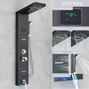GobekUsa LED Light Shower Faucet System: Rainfall, Massage Jets, Waterfall Panel with Temperature Control