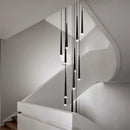 GobekUsa Loft Black LED Stair Chandelier for Modern Living Room and Restaurant