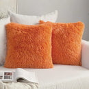 GobekUsa Cozy Plush Fur Cushion Cover 43x43cm White Grey Sofa Decor Pillowcase