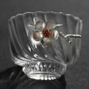 GobekUsa Carved Tin Glass Tea Cup Set - Heat Resistant, Puer Chinese, Elegant Design