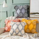 GobekUsa Boho Tufted Embroidered Cotton Canvas Cushion Cover Grey Beige Tassel Pillowcase