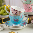 GobekUsa Bone China Flower Tea Cup Set, 180ml, Phnom Penh Afternoon Teacups for Home, Office, Hotel