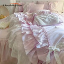 GobekUsa Korean Lace Ruffles Cotton Bedding Set - Sweet Girl Design
