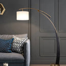 GobekUsa Adjustable Metal Floor Lamp with White Cloth Shade & Long Arm for Living Room