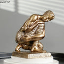 GobekUsa Golden Thinker Bodybuilder Resin Sculpture for Desk Decor and Room Aesthetics