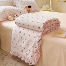GobekUsa Korean Cotton Patchwork Quilt with Lace and Ruffle for Summer