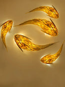 GobekUsa Handwoven Bamboo LED Fish Wall Light for Modern Nordic Living Room Decor