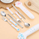 GobekUsa Kawaii Cat Claw Cutlery Set for Kids - Portable Outdoor Tableware Kit