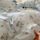 GobekUsa Lace Ruffles Floral Velvet Patchwork Duvet Cover Bedding Set