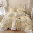 GobekUsa Lace Princess Bedding Set: Romantic Ruffles & Bow Duvet Cover, Sheet, Pillowcases