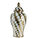GobekUsa Geometric Golden Porcelain Jar - Home Decor Vase & Storage Tank